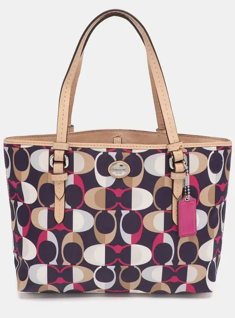 Coach Peyton Multicolor Leather and Satin Tote Bag