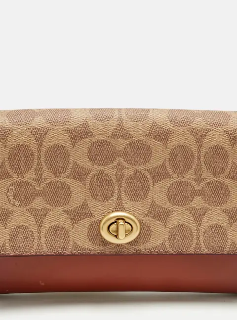 Coach Brown/Beige Signature Coated Canvas and Leather Marlow Clutch Bag