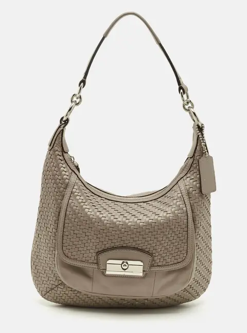 Coach Grey Woven Leather Kristin Hobo