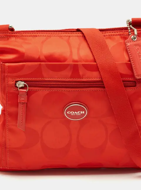 Coach Orange Signature Nylon File Messenger Bag
