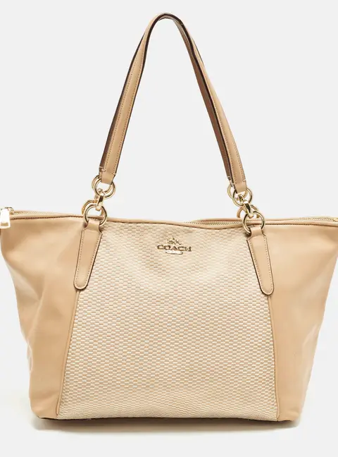 Coach Ava Beige Canvas and Leather Tote