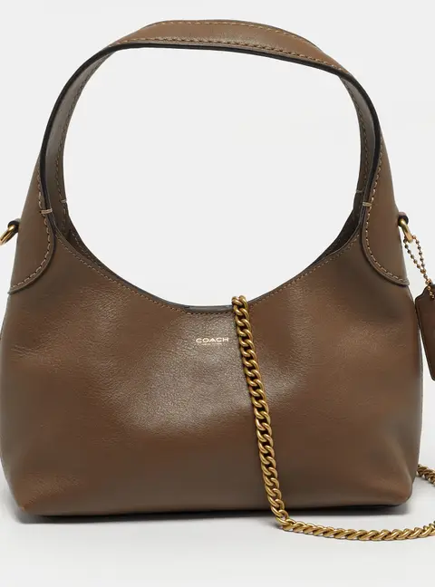 Coach Brooklyn 23 Dark Beige Leather Shoulder Bag