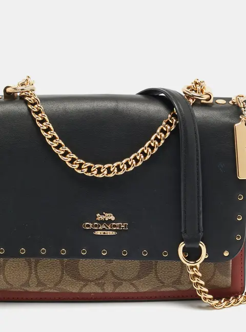 Coach Klare Multicolor Signature Coated Canvas, Python Embossed and Leather Crossbody Bag
