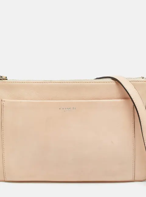 Coach Front Pocket Peach Leather Flat Crossbody Bag