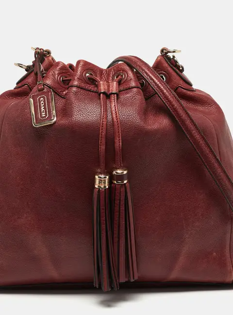Coach Madison Drawstring Red Leather Shoulder Bag