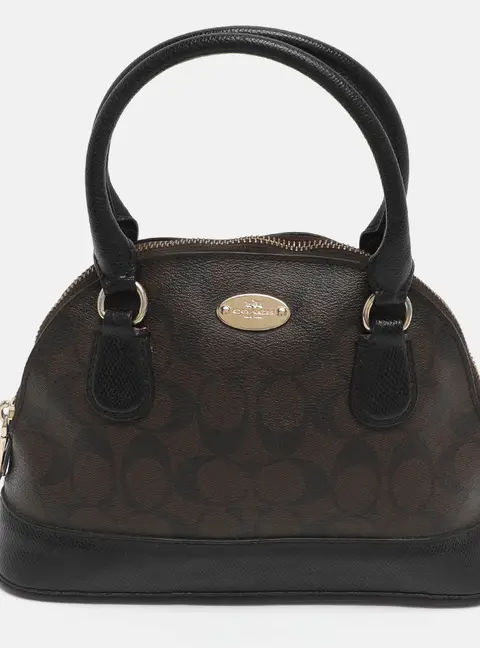 Coach Cora Dome Brown Signature Coated Canvas and Leather Satchel
