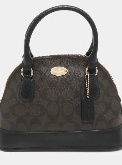 Coach Cora Dome Brown Signature Coated Canvas and Leather Satchel
