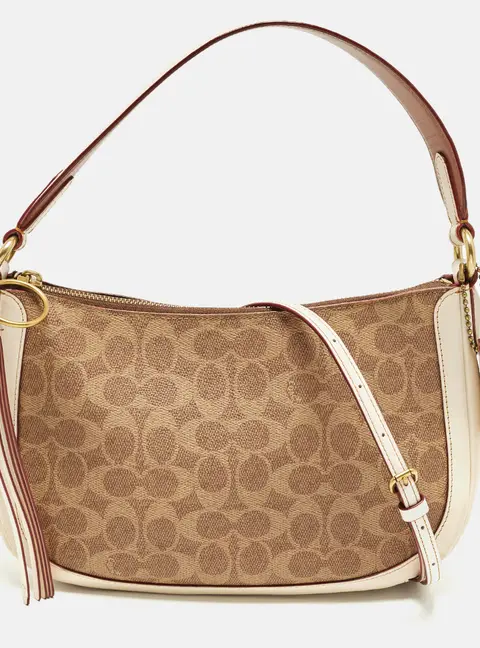 Coach Sutton Off White/Brown Signature Coated Canvas and Leather Crossbody Bag
