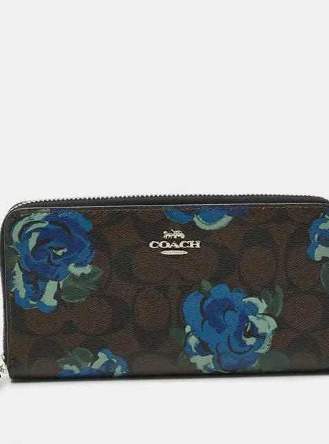 Coach Accordion Floral Signature Coated Canvas Continental Wallet