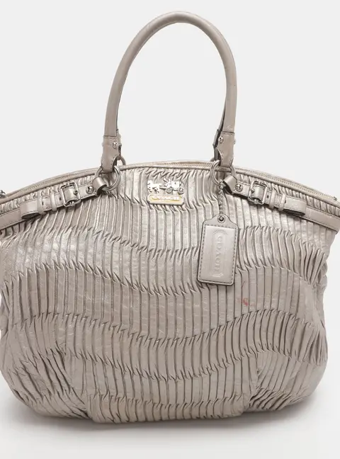 Coach Madison Gathered Metallic Leather Satchel