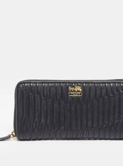Coach Madison Accordion Black Leather Zip Around