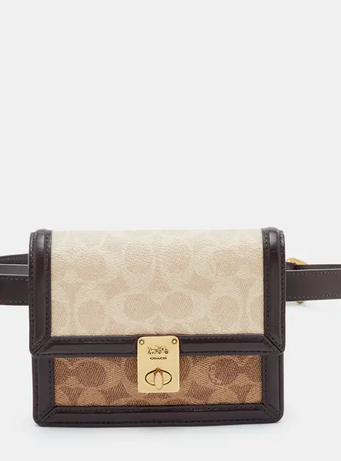 Coach Hutton Beige/Brown Signature Coated Canvas and Leather Belt Bag