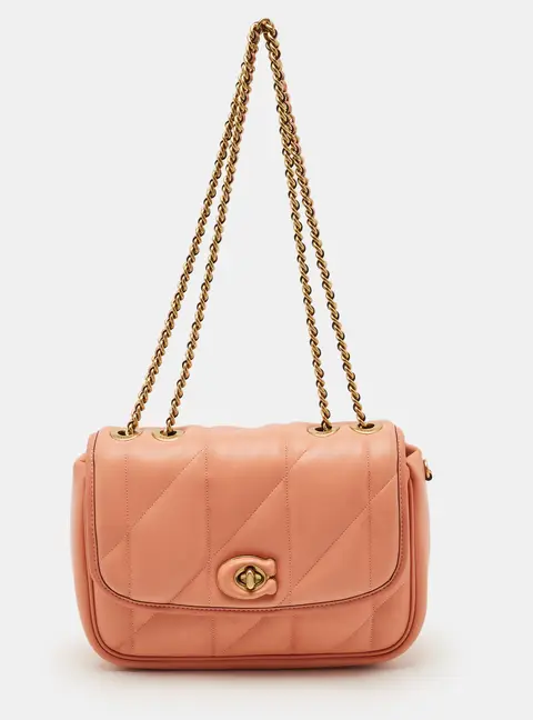 Coach Madison Pillow Coral Orange Leather Shoulder Bag