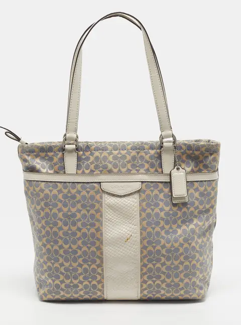 Coach Beige/Blue Signature Canvas and Leather Baby Diaper Tote