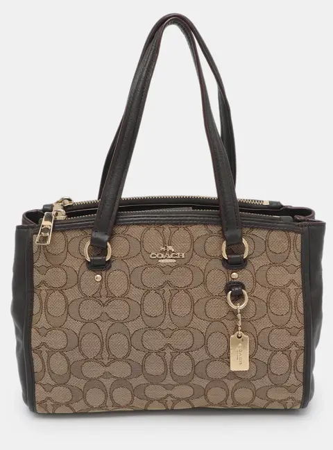 Coach Stanton Carryall Brown Signature Canvas and Leather Satchel