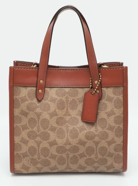 Coach Field 22 Beige/Brown Signature Canvas and Leather Tote