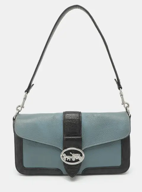 Coach Georgie Blue/Black Leather Shoulder Bag