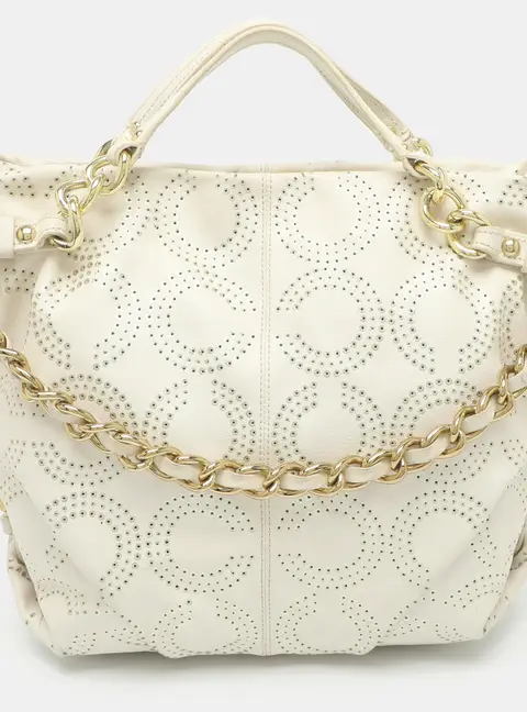Coach Brooke Op Art White Signature Leather Shoulder Bag