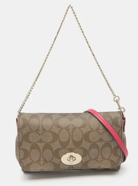 Coach Ruby Mini Beige Signature Coated Canvas and Leather Crossbody Bag