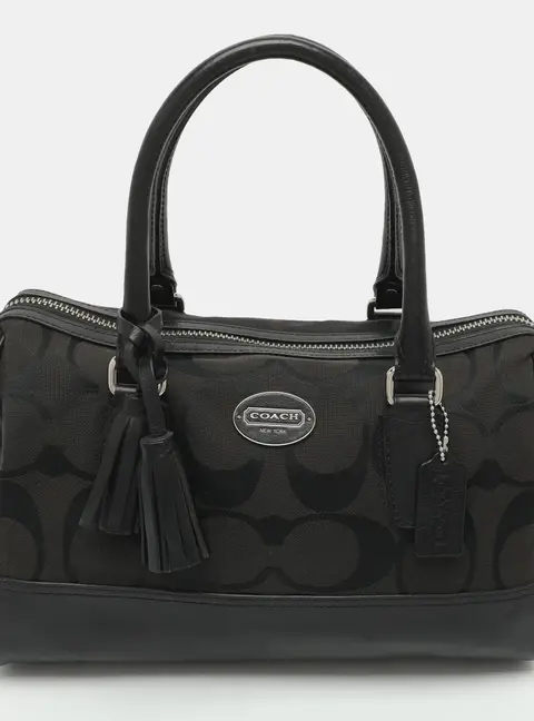 Coach Legacy Haley Black Signature Canvas and Leather Satchel