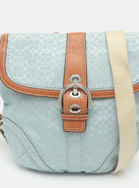 Coach Soho Mini Blue/Brown Signature Canvas Canvas and Leather Crossbody Bag