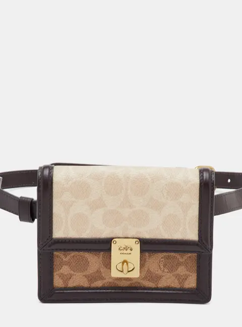 Coach Hutton Brown/Beige Signature Coated Canvas and Leather Convertible Belt Bag