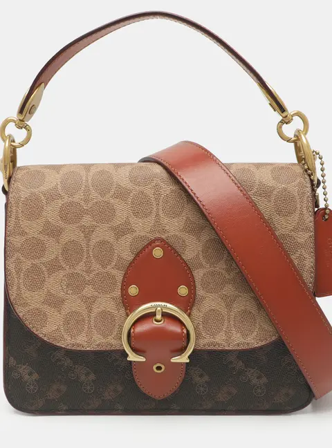 Coach Upcrafted Beat Tri Color Signature Coated Canvas and Leather Shoulder Bag