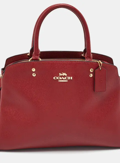 Coach Lillie Red Leather Carryall Satchel