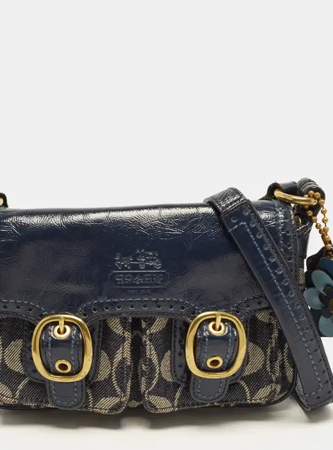 Coach Jessie Blue Siganture Denim and Patent Leather Crossbody Bag