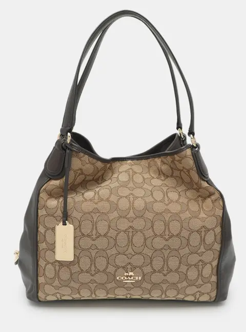 Coach Brown/Beige Signature Canvas and Leather Edie 31 Shoulder Bag
