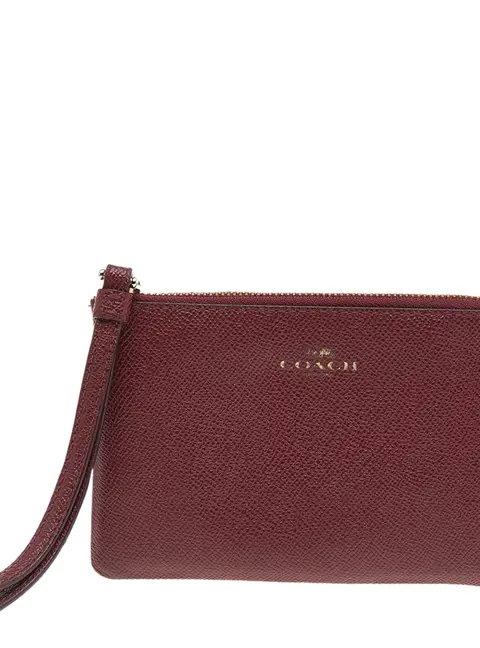 Coach Burgundy Leather Card Case Wristlet