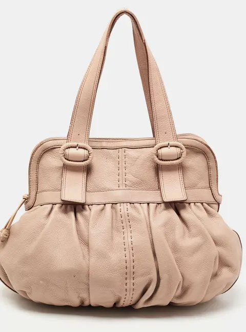 Cole Haan Light Pink Leather Pleated Hobo