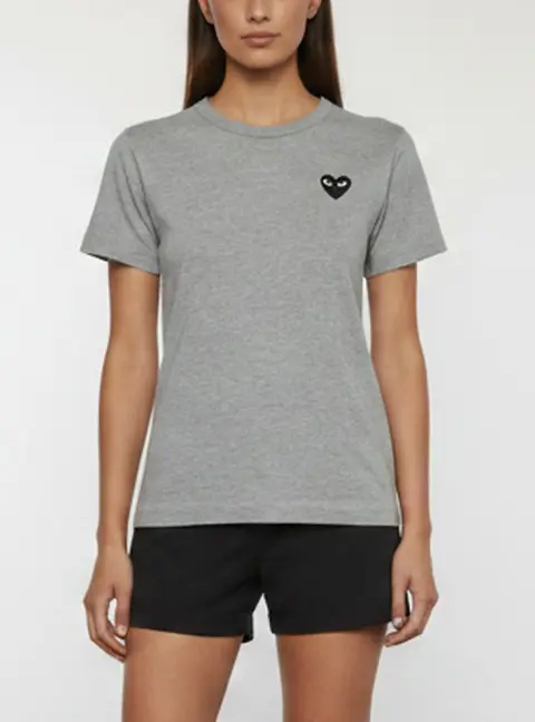 Comme Des Garcons Play Grey Heart Applique Jersey T-Shirt M