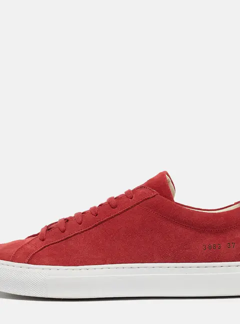 Common Projects Red Suede Achilles Low Top Sneakers Size 37