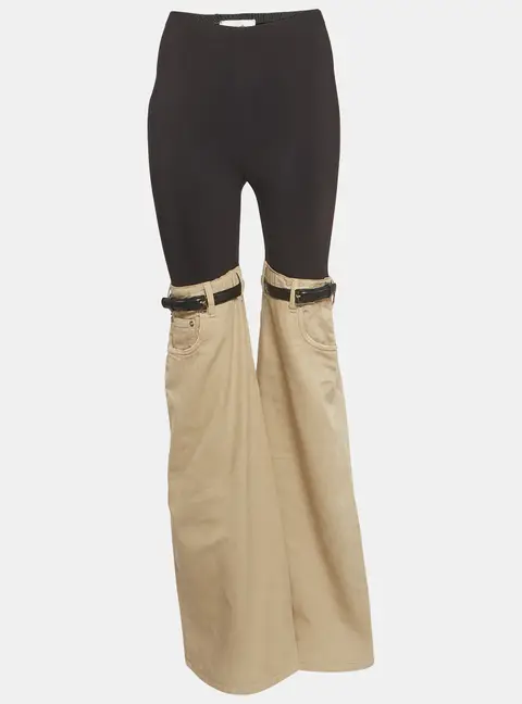 Coperni Black & Beige Jersey & Cotton Wide Legged Pants S