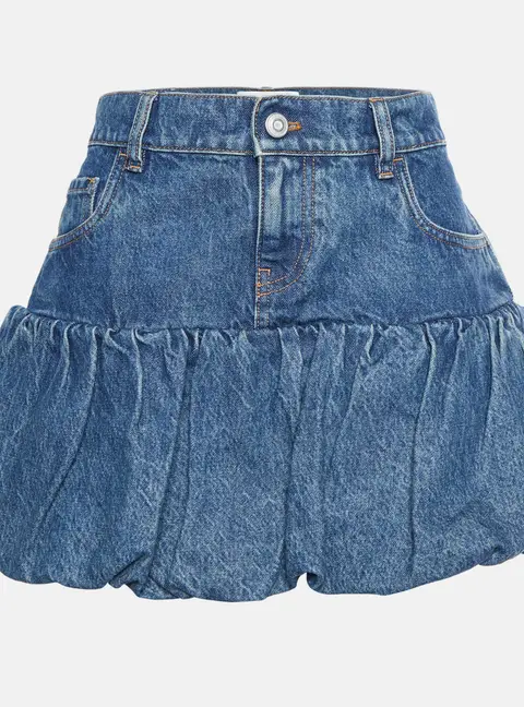 Coperni Blue Denim Bubble Hem Mini Skirt M