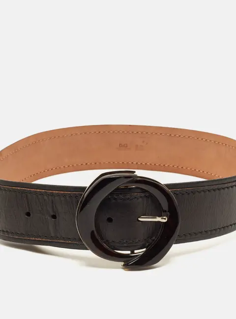 D&G 90CM Round Buckle Wide Dark Brown Leather