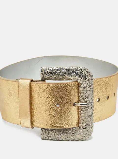 D&G 70CM Buckle Wide Belt Gold Leather