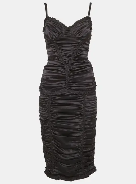 D&G Black Satin Ruched Top and Skirt Set M/L