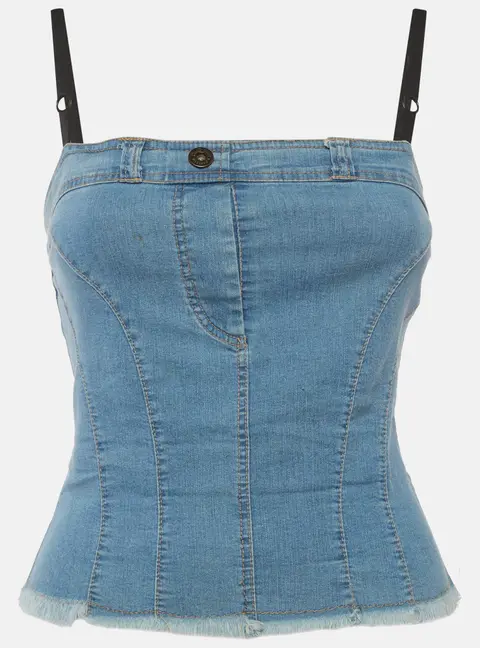 D&G Blue Denim Back Open Tube Top XS