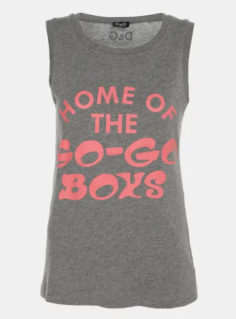 D&G Grey Printed Jersey Sleeveless Top S