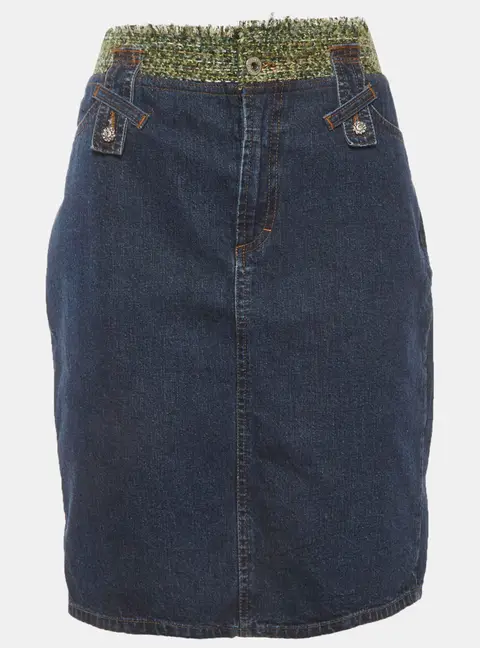D&G Blue Denim and Tweed Hight Waist Pencil Skirt L