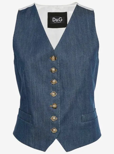 D&G Navy Blue Denim Fitted Vest Jacket M