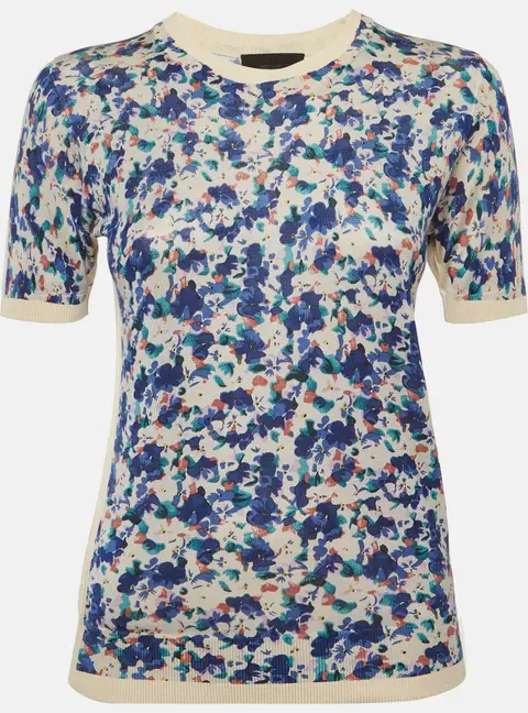 D&G Multicolor Floral Print Silk Knit T-Shirt M