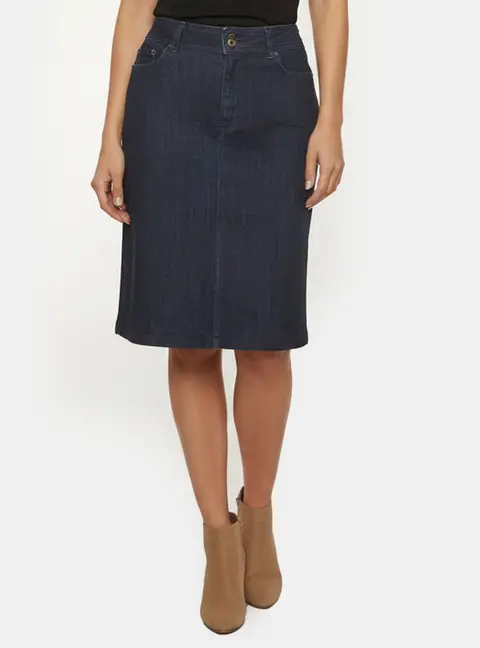 D&G Blue Denim Dark Wash Knee Length Skirt L