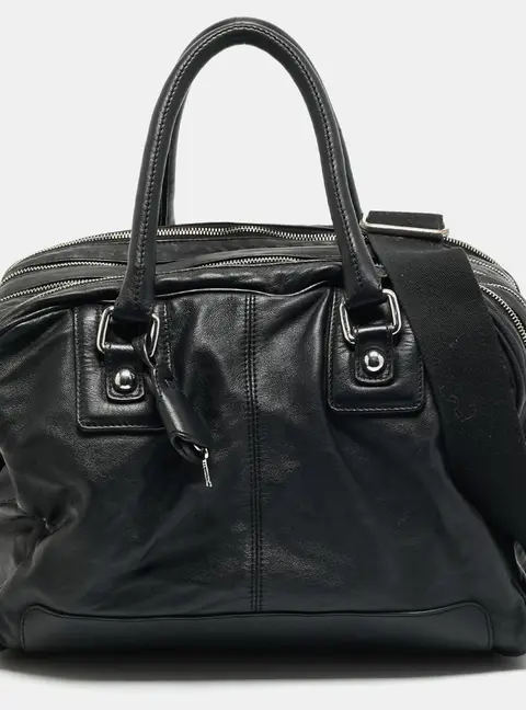 D&G Multi Zip Black Leather Duffel Bag
