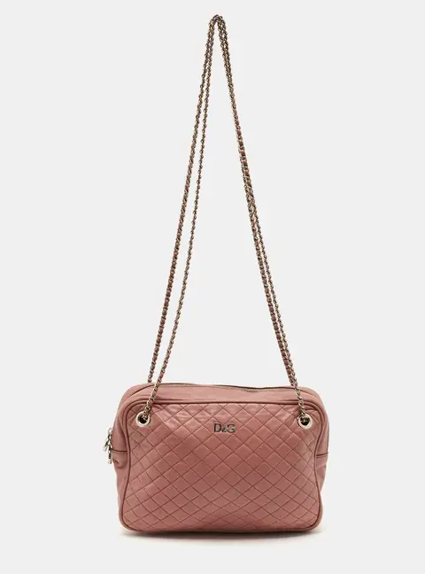 D&G Lily Glam Pink Quilted Leather Camera Bag