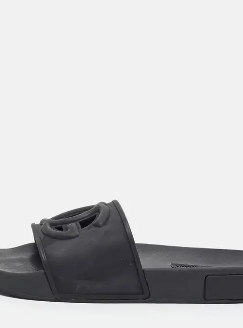 D&G DG Cutout Interlock Size 39 Black Rubber Flat Slide
