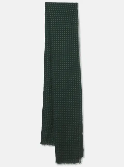 Dunhill Green Dotted Wool & Silk Scarf