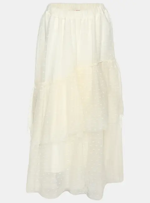 Twinset Cream Tulle Pleated Midi Skirt M